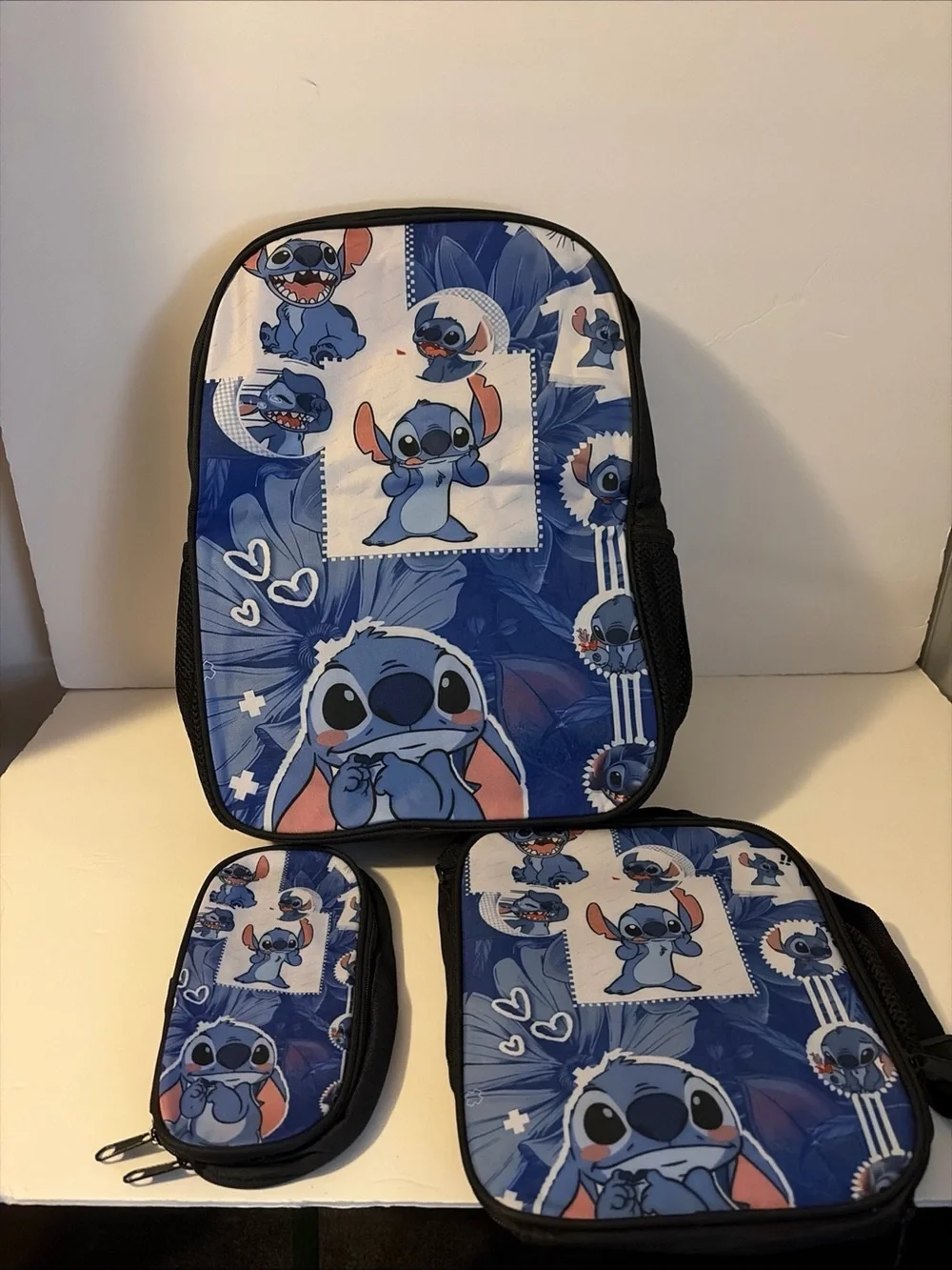 Disney Lilo and Stitch Backpack Lunch Box Set Tote Bag Pencil Case 3pc Set NWT